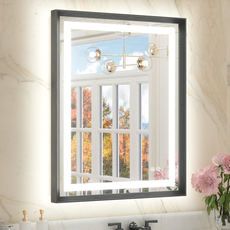 Miroir de salle de bain Dineen, Noir, 32 po x 24 po