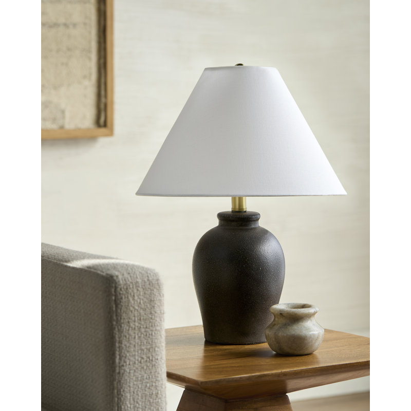 Lampe de table Chemise, Noir, Blanc, Lin lin