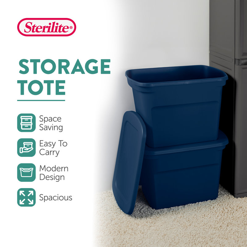 Sterilite Plastic Stackable Storage Tote Container Bin, Marine Blue