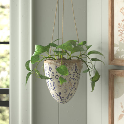 Airyonna 2’ Tuscan Hanging Ceramic Scroll Planter