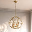 Lustre rond rétro en or simple avec 4 ampoules E12 chaudes