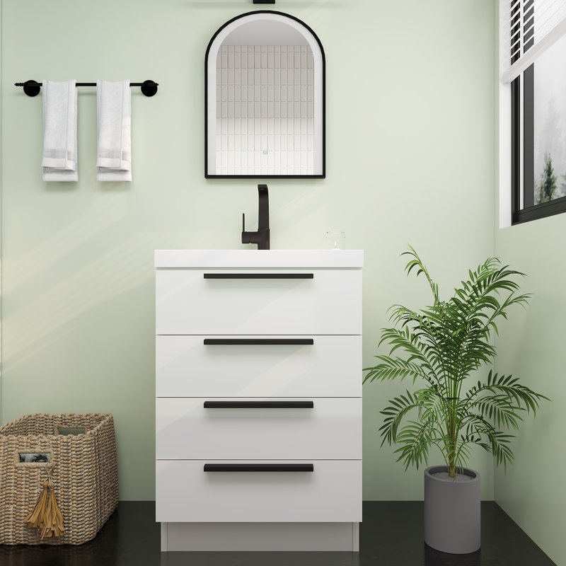 Meuble-lavabo autoportant Carla, Blanc brillant, 24"