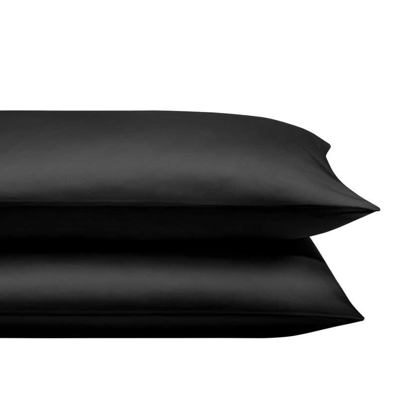  Ensemble de 2 taies d'oreiller en microfibre / polyester pour chambre d'amis, Taie d’oreiller standard, Noir