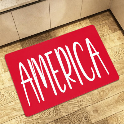 Solid Red Background AMERICA Letter Door Mat 24 x 36 inch Indoor Outdoor Decor