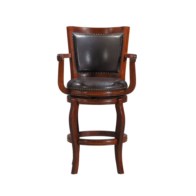 Greer Swivel Bar Stool, Cherry, Dark Brown, Bar Stool (29" Seat Height)