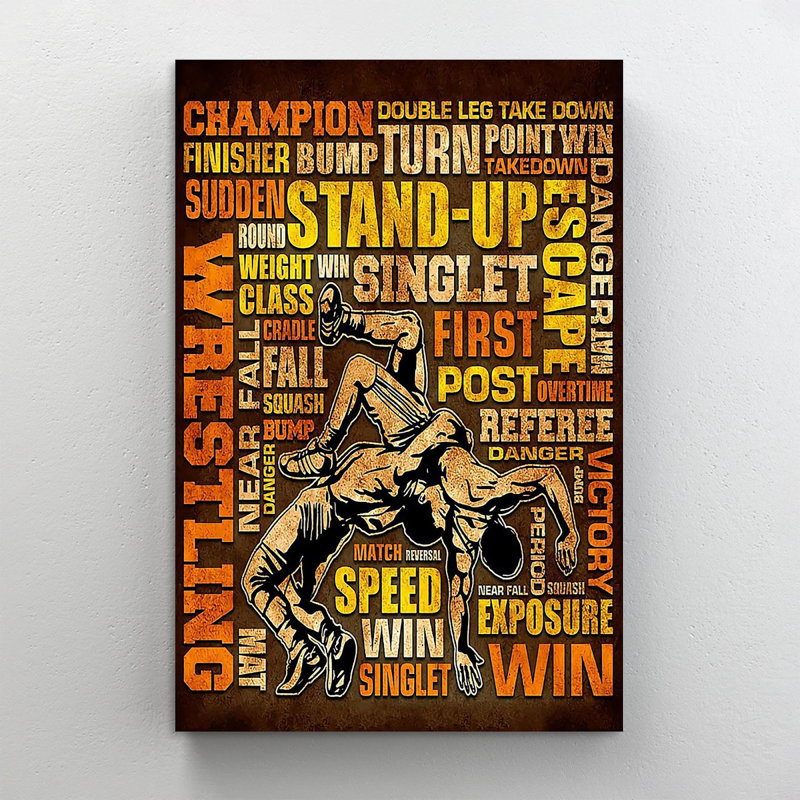 «Wrestling Text Art», impression sur toile tendue, H 36 po x l 24 po x P 1,25 po