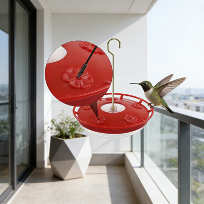 2 Pack 16 Oz Hummingbird Feeders For Outdoors, Leak-Resistant Nectar Feeder With 5 Ports, Built-In Ant Moat, Wide Mouth For Easy Cleaning And Refilling, Garden Backyard Hanging Bird Feeder