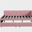 Structure de canapé-lit double en tissu pleine grandeur avec 2 tiroirs de rangement sans cadre de lit, lin (rose)-121070491