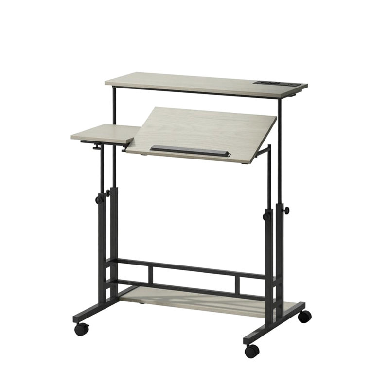 Mobile Office Desk,Stand Up Desk,Adjustable Standing Desk, Gray/Black