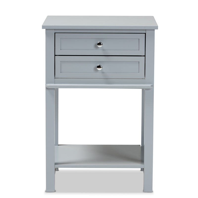 Kabishayan Picadilly  2 Drawer Nightstand, Light Gray