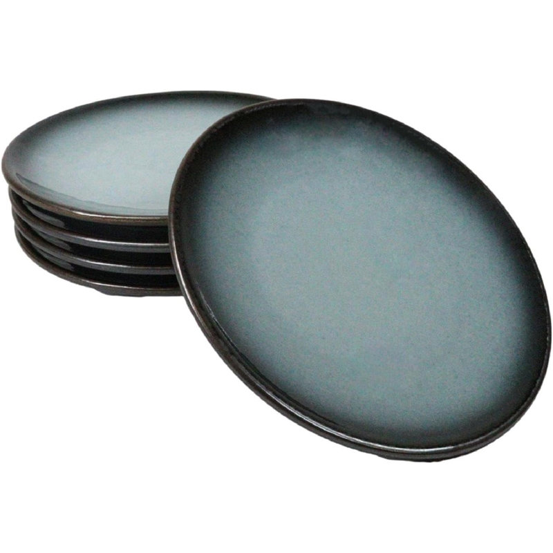 Set Of 5 Blue Sky Stars Seikai Round Appetizer Dessert Salad Ceramic Plates 6"D