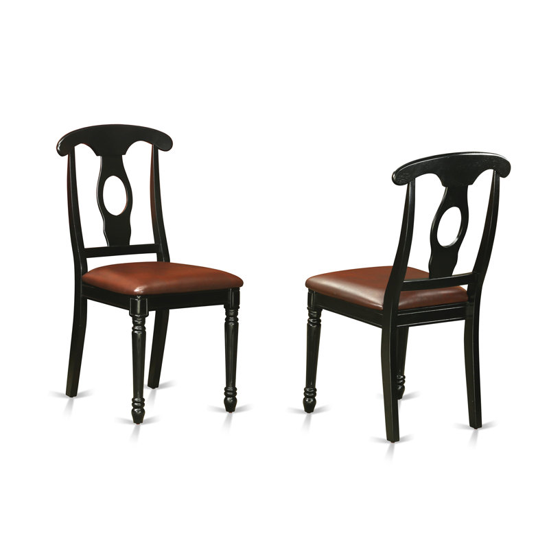 Kenley Dining Room Chairs - Faux Leather Wood Chairs, Set of 2, Black