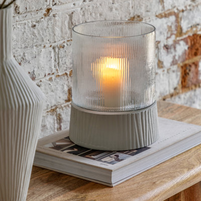 Scented Unscented Flameless Pillar Candle with Glass Holder