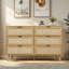 Commode à 6 tiroirs l 46,7 po Atyia, commode double en rotin pour chambre à coucher, commode à tiroirs moderne-1416577450