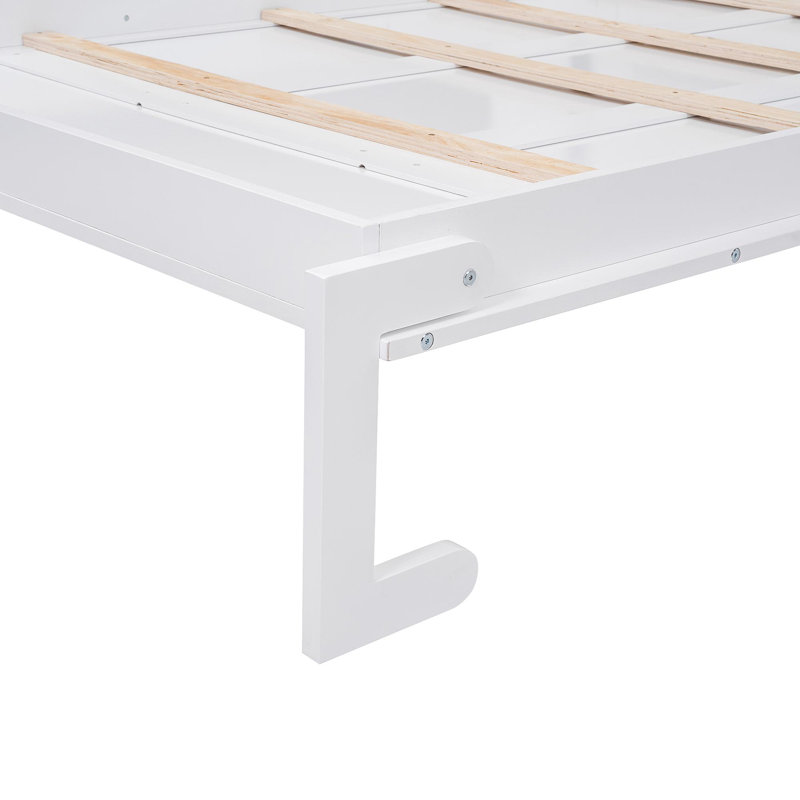 Lit escamotable double avec plusieurs tablettes de rangement et une armoire