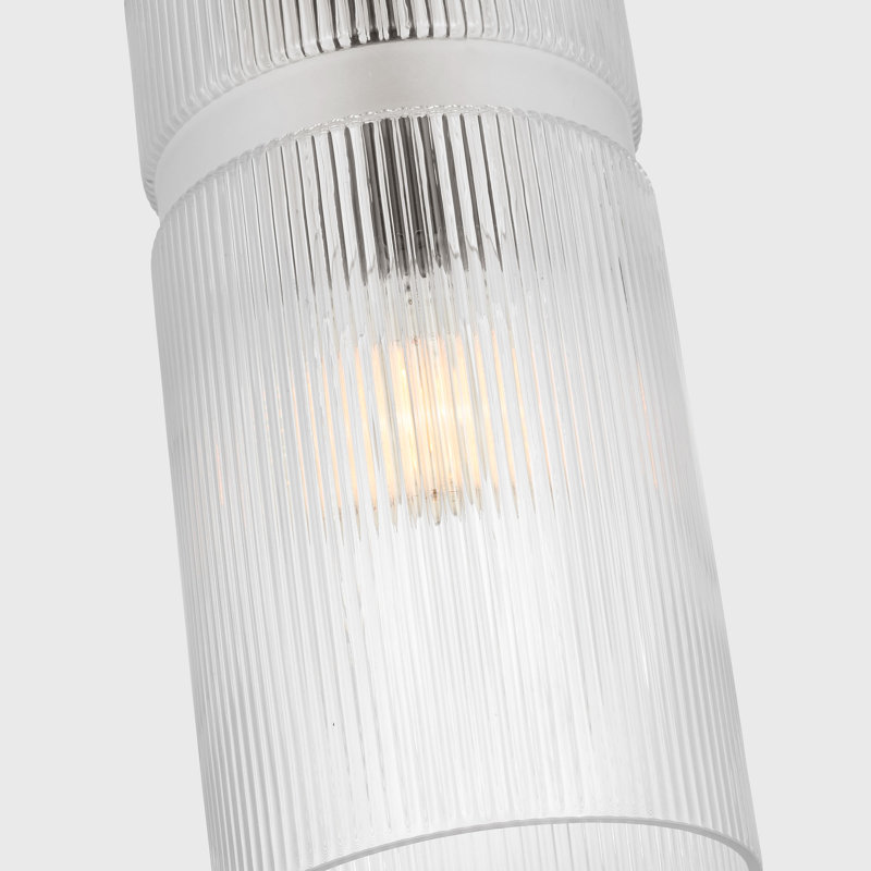 Liouet 1 Light Kitchen Pendant With Clear Ribbed Shade, Midnight Black