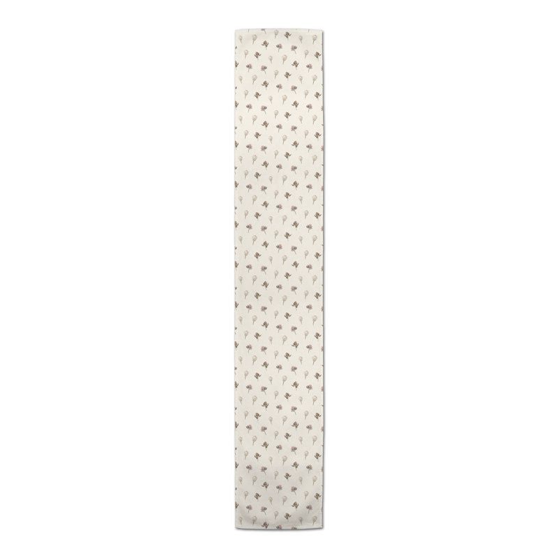 Rectangular Floral Table Runner, Cream, 90" x 16"
