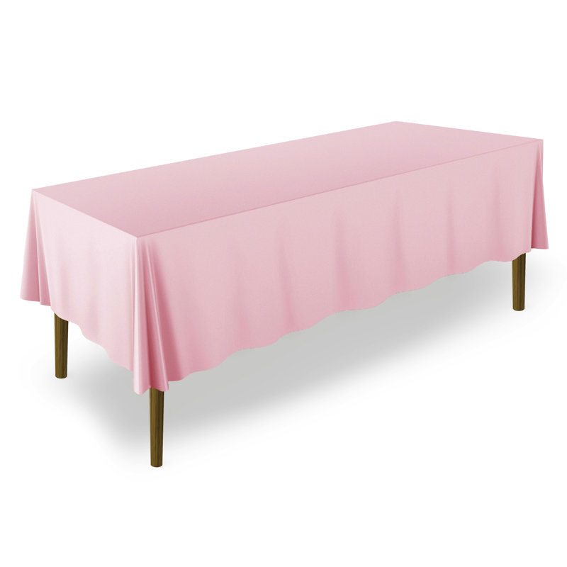 Elegant Pink Polyester Rectangular Tablecloth for Weddings and Banquets