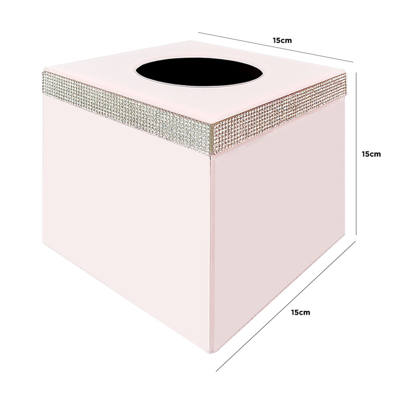 Caylor Mirror Reflection Tissue Box Cover, Stylish Decorative Tissue Holder for Living Room & Bathroom, Pink