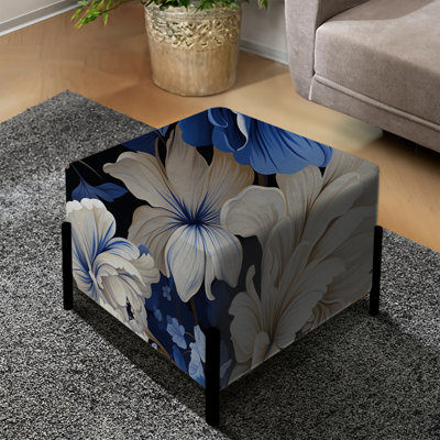 Repose-pieds carré bleu Floral Renaissance