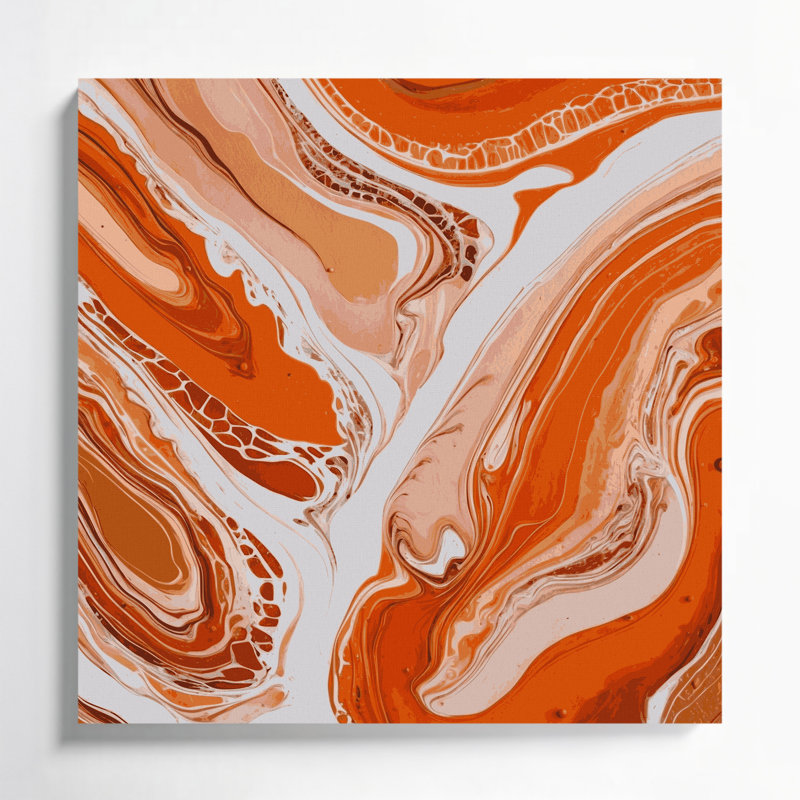 Abstrait art fluide sur toile brune 53, H 12 po x l 12 po