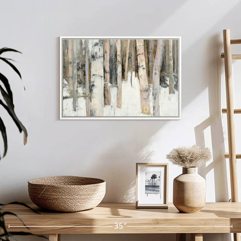 Lumière chaude d'hiver I, Cadre flottant blanc, 19 po x 13 po