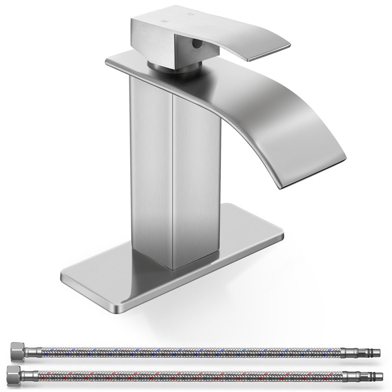 KEBOO Waterfall Bathroom Single-Hole Bathroom Faucet, Brushed Nickel