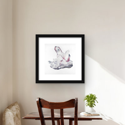 Clear Quartz Crystal  Gray Framed Matted Print for Decor