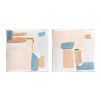 Ensemble abstrait d'art mural abstrait en forme de toile abstraite rose par Melissa Wang