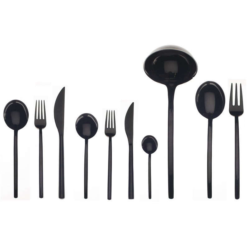 Due Flatware Set - 45 Pieces - Black Gold, Black Gold