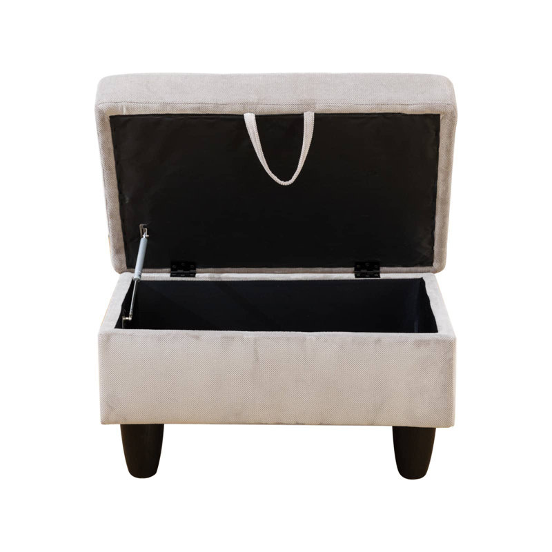 Canapé modulaire avec repose-pieds et structure en bois massif, Gris blanc