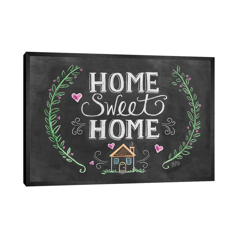 Home Sweet Home Floral by Lily & Val - Floater Frame Print on Canvas, 66.04 cm H x 45.72 cm W, Black Framed Canvas