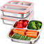 Stainless Steel Divided Bento Lunch Container with Clear Lid, Reusable Food Storage Box for Picnic, Countertop and Dining Table