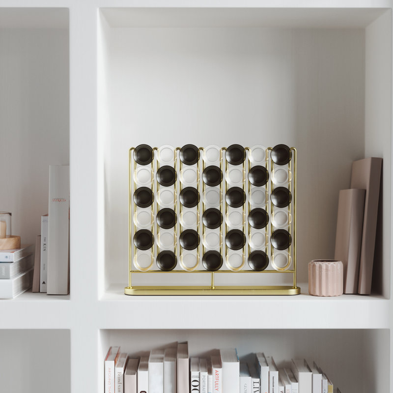 Modern Brass and Frosted Acrylic Connect Four Game