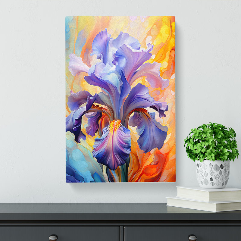 Iris Flower Futurism No.3 - Wrapped Canvas, 76cm H x 50cm W x 3cm D
