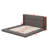 Floor Upholstered Platform Bed With Extended Wood Headboard & Bedside Shelf
