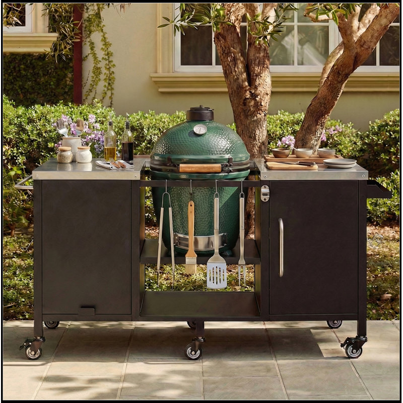 Chariot pour îlot de cuisine 72,4 "avec table de préparation escamotable et tablettes réglables