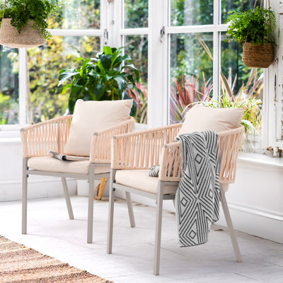 Outdoor Aluminium Rope Dining Chairs Set Of 2