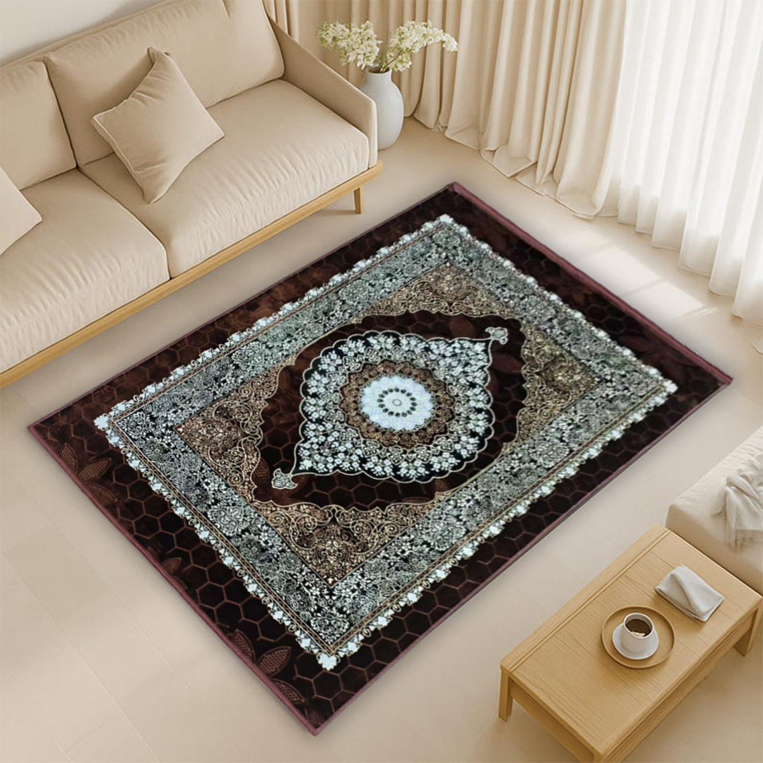 Serenity Large Area Rug With Non-Slip PVC Backing Oriental Style 200x300cm Carpet For Living Room, Bedroom, Lounge, Or Dining Room