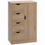 Armoire de salle de bain pour salle de bain, en chêne - 4 tiroirs et porte pour cabinet d'optimisation de l'espace avec porte, rangement fonctionnel