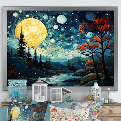 «Dreamy Mountain Scenery At Night III - Winter Landscape», art mural