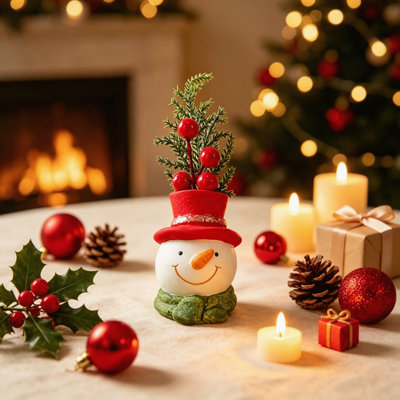 3D Resin Christmas Tabletop Figurines, Gnome Dwarf, Santa Claus and Snowman Decorative Statues, Indoor Holiday Ornaments for Xmas Home & Party Display