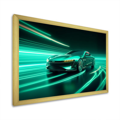 «Neon Light Strips» sarcelle voiture hybride sur toile