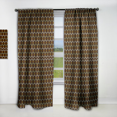 Panneau de rideau simple occultant à motif géométrique Mid-Century