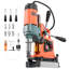 Perceuse magnétique, 1400 W, diamètre de perçage de 2 pouces, vitesse de 0 à 750 tr / min, sens réversible, perceuse magnétique à 6 forets, perceuse électrique pour le perfectionnement industriel et résidentiel