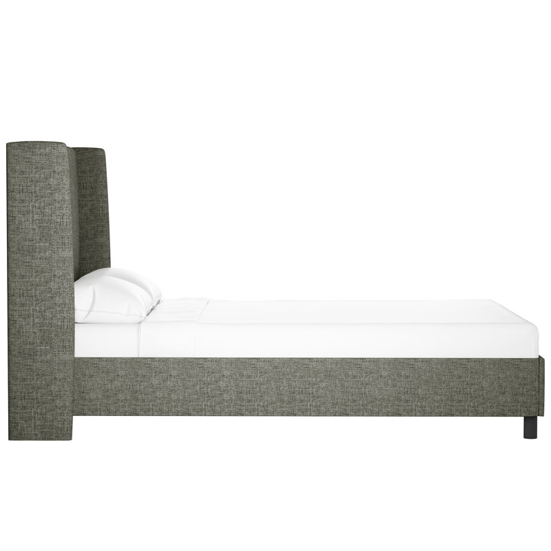 Tilly Upholstered Low Profile Platform Bed, Full, Zuma Charcoal Textured Linen