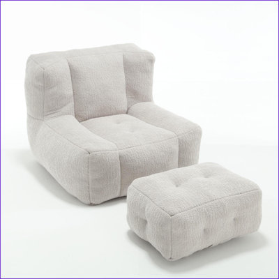 Fauteuil à billes en velours pour adultes - Mousse à mémoire de forme, repose-pieds, canapé paresseux doux | Velours | Profondeur de l'assise: 38,5 po