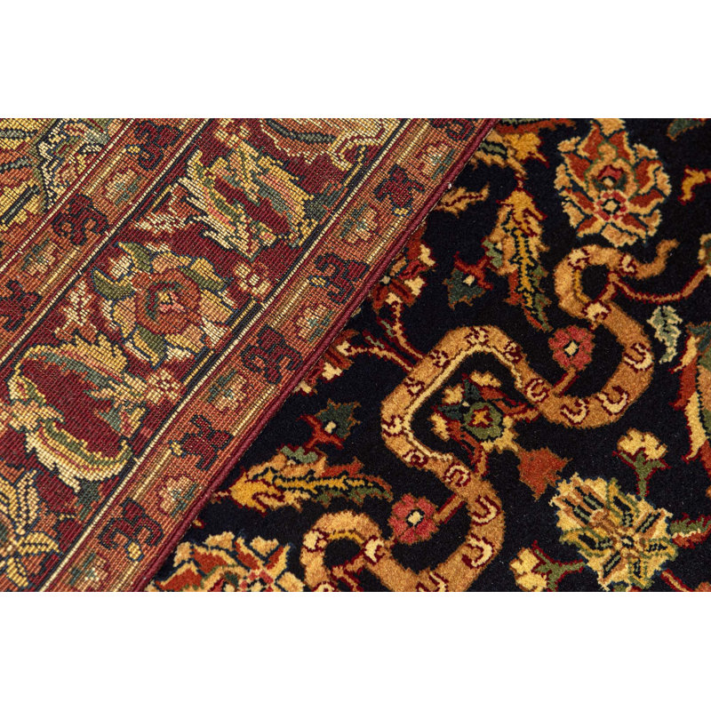 Tapis rouge et noir noué à la main de haute qualité