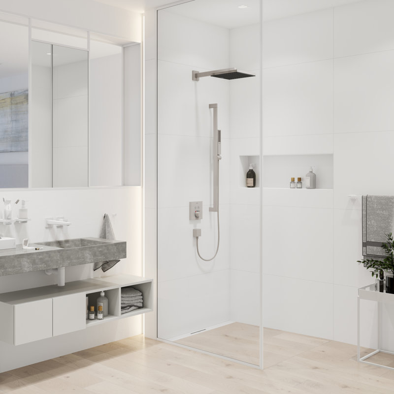 Bras de douche E 15 po hansgrohe, Nickel brossé
