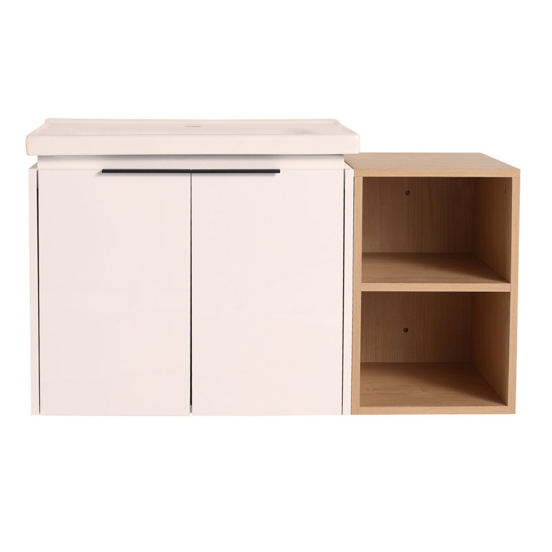 Meuble-lavabo à portes de 36 pouces avec lavabo et petites tablettes de rangement